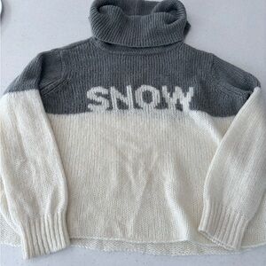 Wooden Ships Gray and Cream 'SNOW' Turtleneck Sweater